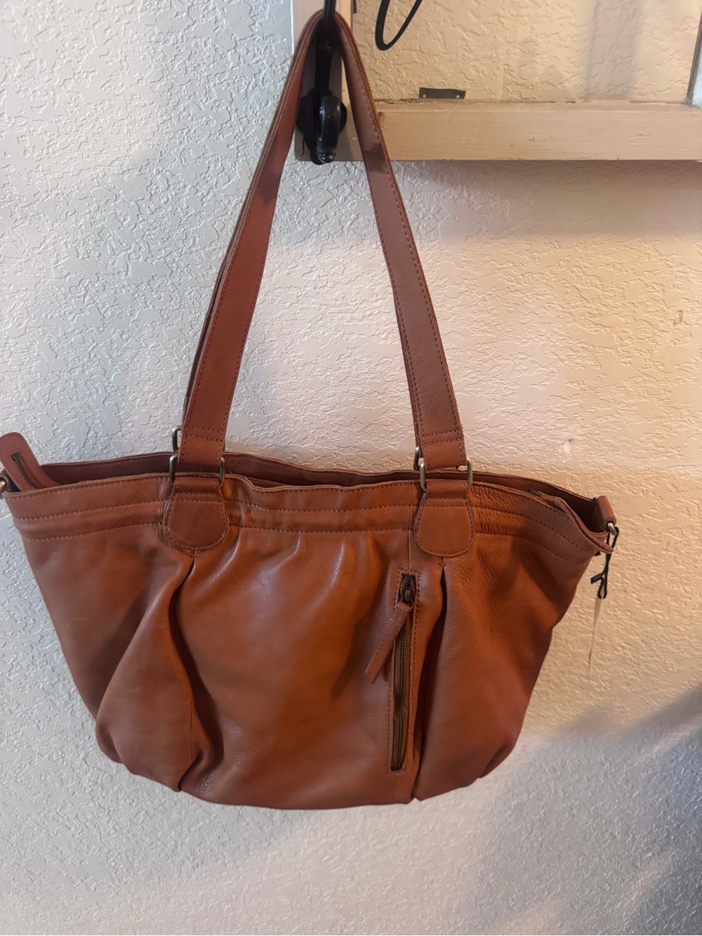 Marta Ponti Cognact Leather Tote Bag NWT